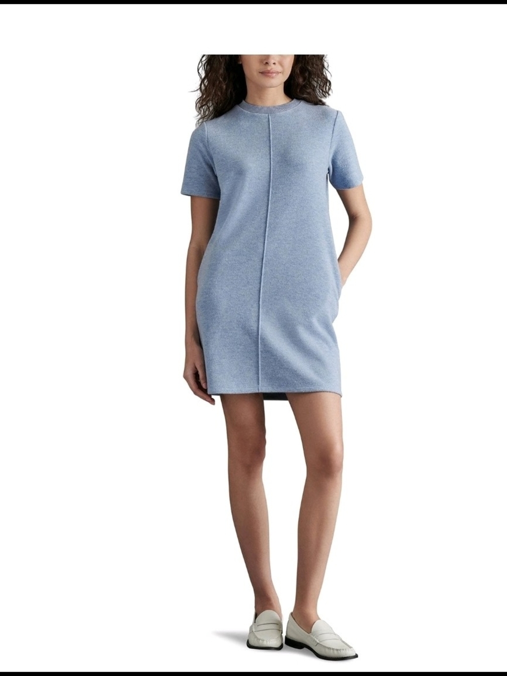Steve Madden Heathered Sky Blue Short Sleeve Shift Dress